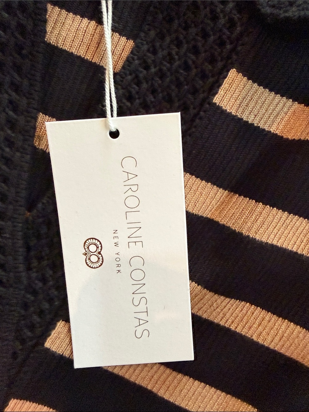 Caroline Constas Black and Tan Striped Polo Knit Dress - Picture 3 of 5